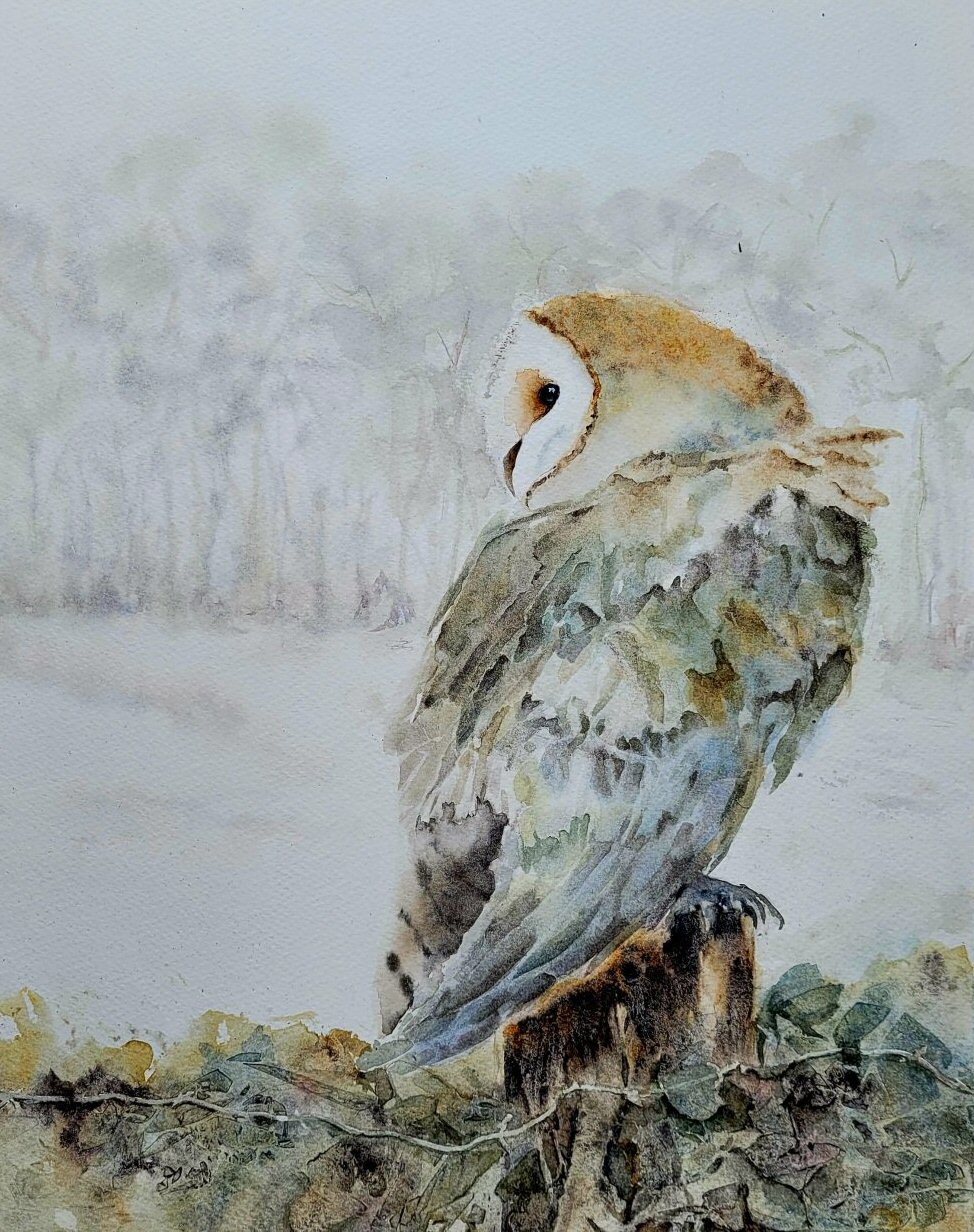 Owl on a Post by Jeannie Pakenham