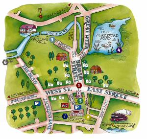 A pictorial map of the town centre.